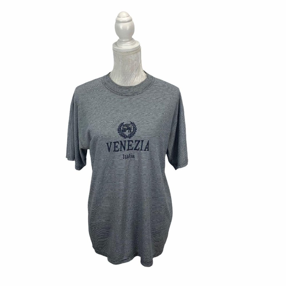 Vintage Venezia Italia T-shirt Embroidered Striped